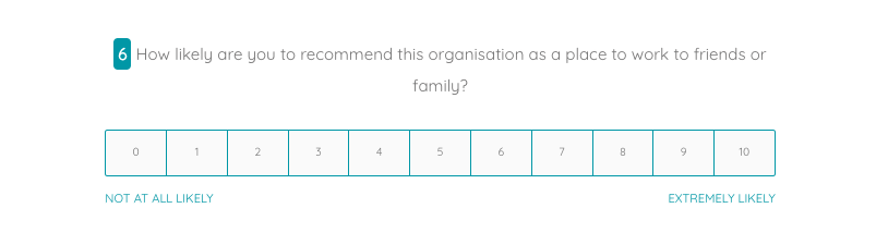 eNPS is about asking 1 simple question, with a choice of answers based on a scale of 1-10: